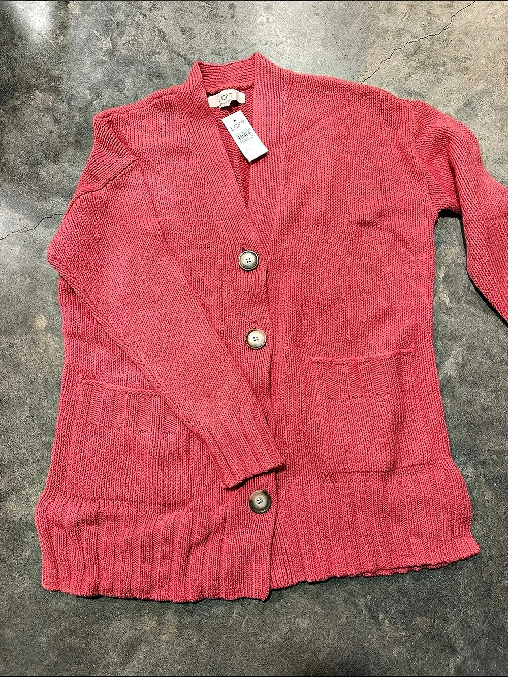 LOFT Pink Button Front Cardigan NWT